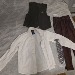 Boys Black Vest and Burgundy Set